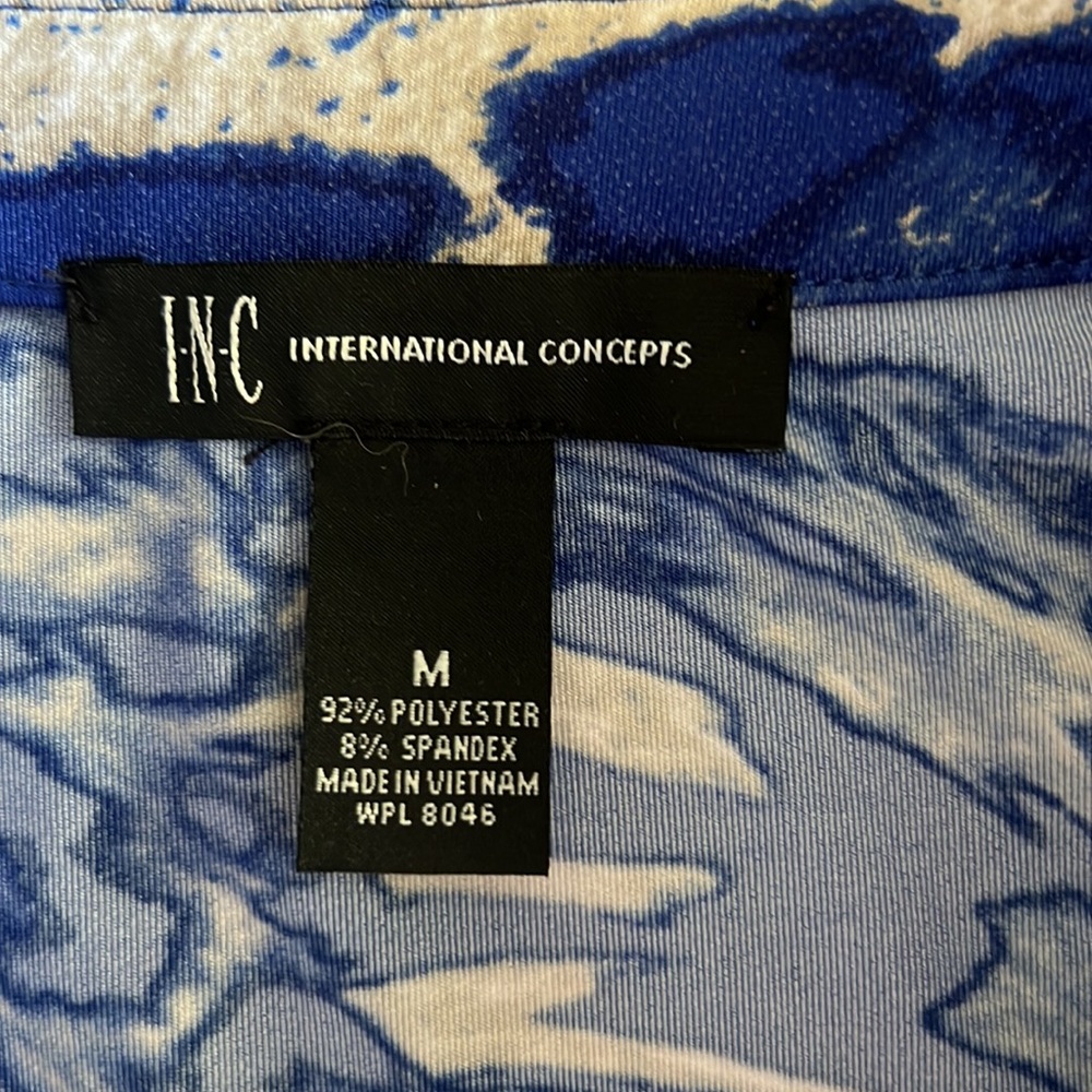 INC International Concept Button Up Midi Dress Sleeveless Blue Belt Button - Picture 7 of 9